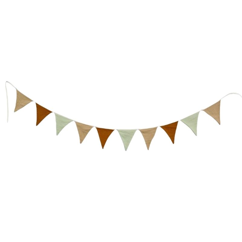Cotton Fabric Pennant String Bunting Flags Triangular Banners Garlands for Nursery Baby Shower and Playroom Decoration X3UC