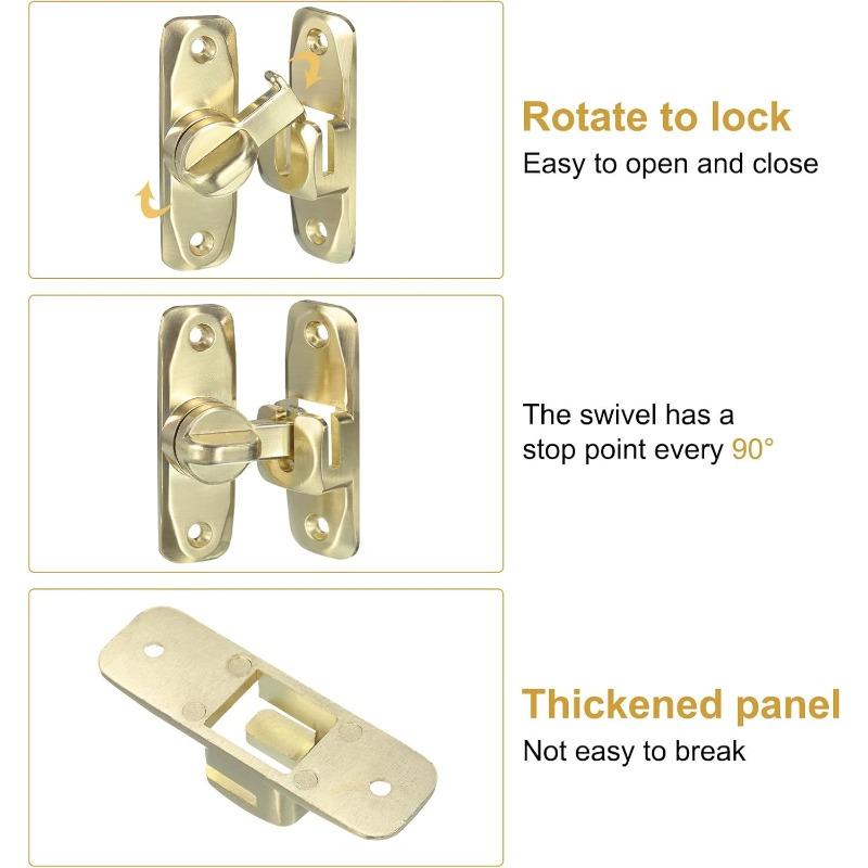 90/180 Grad Scheunentürschloss - Kein Bohren Zinklegierung Klapptor Schieberiegel, Tragbares Sicherheits-Türschloss für Küchenschrank