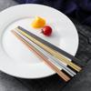 1 Pair New Korean Stainless Steel Titanium Plating Gold Rose Gold flat Chop Sticks Sushi Hashi Chopstick Portable Tableware