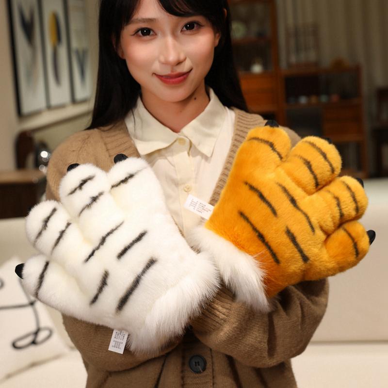 Simulated 2D Animal Series Claws Plush Cute Bear Paw Gloves Furry Cosplay Lion Tiger Panda Giraffe Anime Party Cosplay Costume
