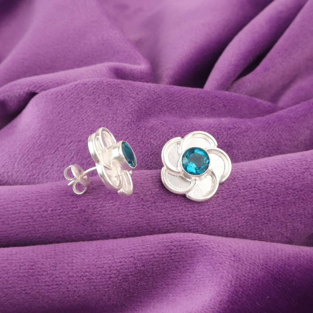 Apatite Gemstone Push Back Stud Post Ethnic Elegant Earrings Jewelry 925 Silver EE-157-1