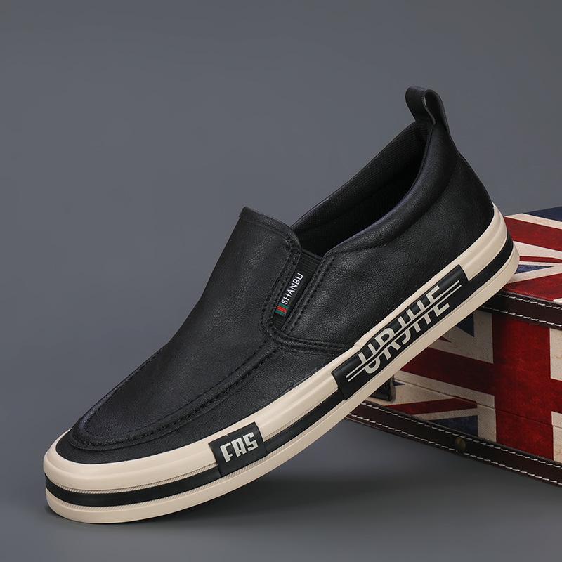 Spring Trendy Shoes Men's Shoes One Step Lazy Shoes Trendy Versatile Men Casual Breathable Leather Shoes Driving Shoes Men