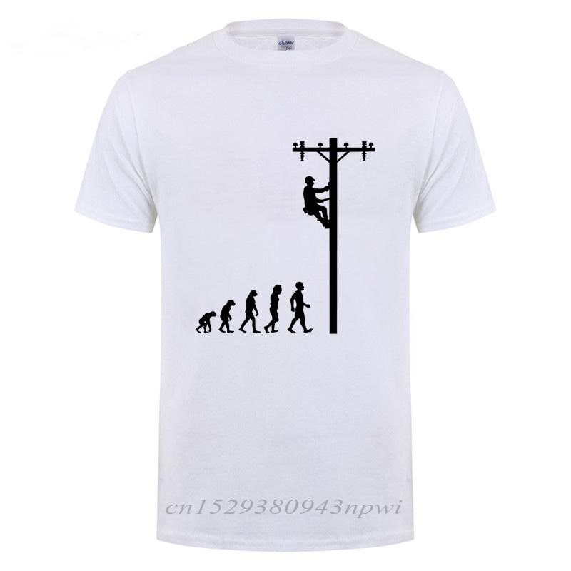 Evolution Of Lineman TShirt Funny Birthday Gift For Electrician Men Dad Papa Father Husband Short Sleeve O Neck Cotton T Shirt