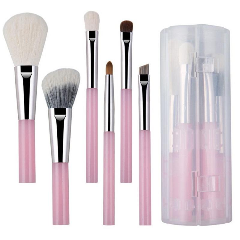 Portable 6-Piece Makeup Brush Set, Soft Mini Roll-Up Tube, Eyeshadow Brush, Blush, Foundation, And Contour Brush Tools.