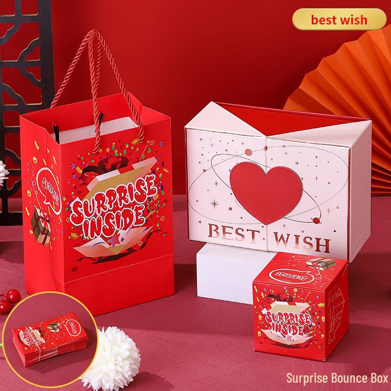 Douyin-Style Birthday Surprise Box: Popping Red Envelopes & Flying Confetti Explosion Gift