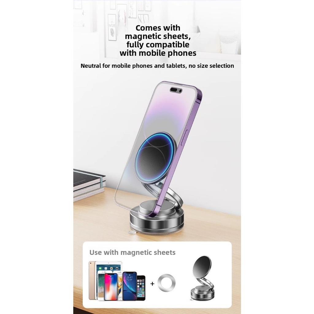 Magnetisk telefonholder for vakuum, Sammenleggbar og justerbar magnetisk telefonholder med enhåndsbetjening, 360° rotasjon Egnet for biler