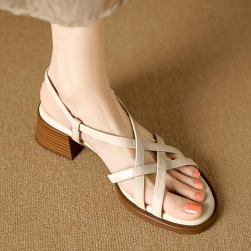 Women's Shoes Summer New Elegant Large Size Mid Heels Sandals Outside Comfortable Soft Soled Open Toe Women Sandals