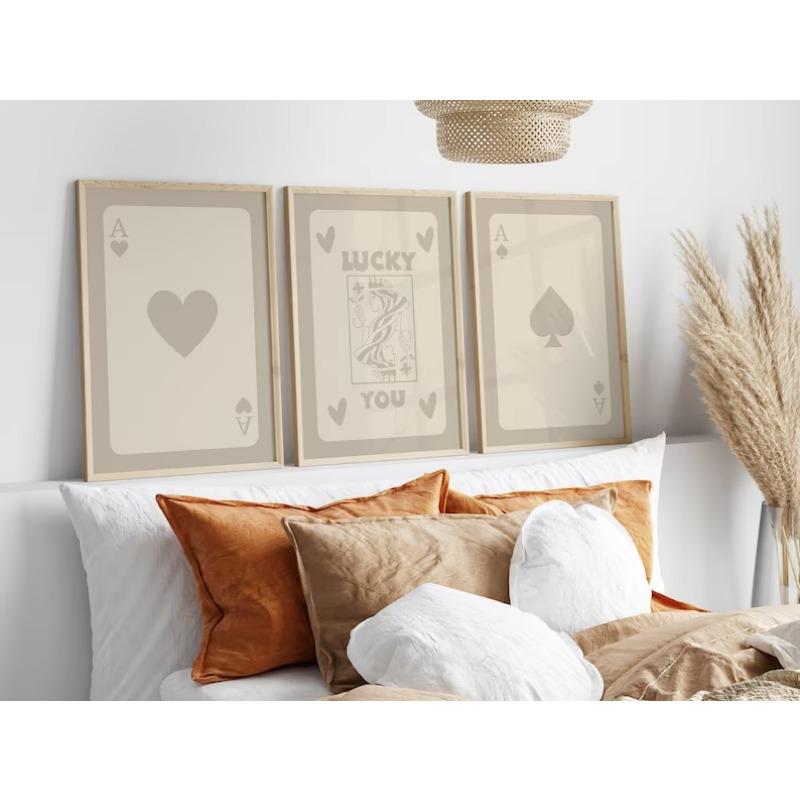 Multi Colour Fashion Retro Wall Art Ace of Spades Love Canvas Painting Pink Orange Yellow Black Green Blue Purple Bedroom Poster