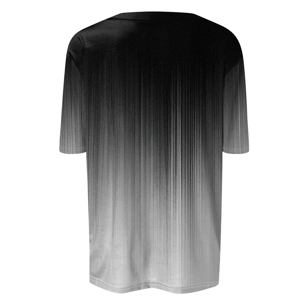 Modisches, lässiges Top mit drei halben Ärmeln und abgestuftem Druck für Damen mit Rundhalsausschnitt