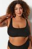 Women's Style Plus Size Black Lurex Fabric Bralette Bikini Top