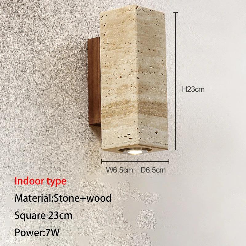 Yellow Travertine Japanese-style Wabi-sabi Style Bedroom Bedside Wall Lamp Living Villa Courtyard Balcony Background Chandelier