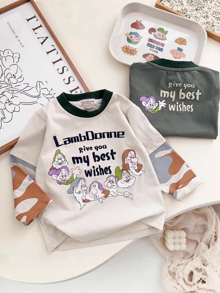 2026 Spring Children's Cartoon Long Sleeve Base Layer Pullover for Toddlers and Young Kids