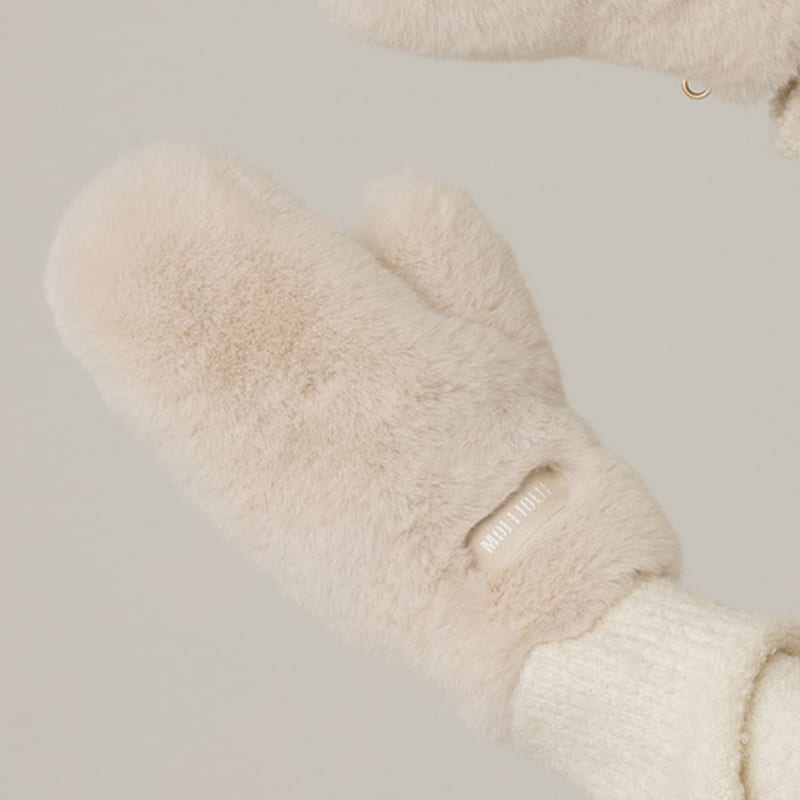 molliolli BEAR BEAR reversible mittens [ivory]