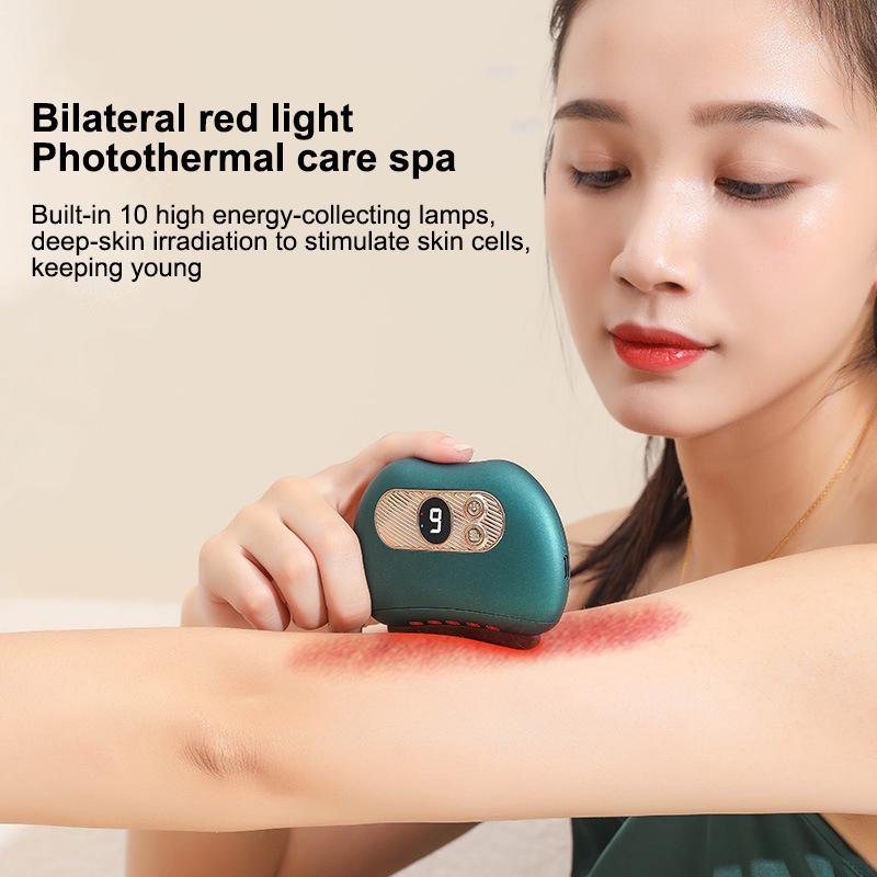 USB Electric Guasha Massager with Hot Stone Heating Vibration Facial Lifting Gua Sha Tool for Neck Back Face Skin Scraping Board