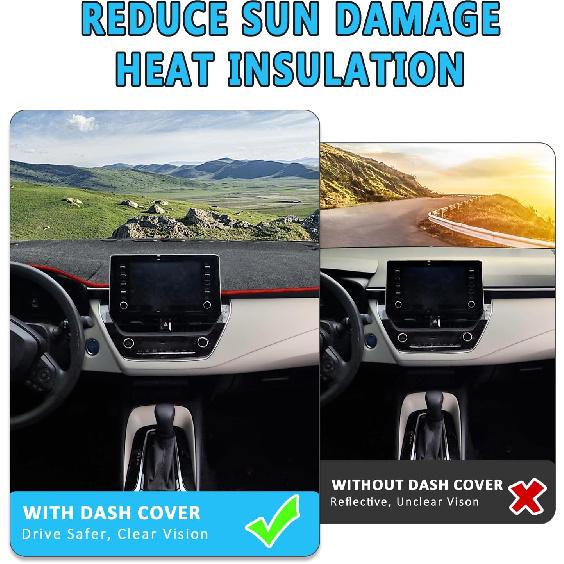 For Toyota Corolla Accessories -   2024 2025 Dash Cover, Dashboard Cover Mat For Corolla -2025 Non-Slip Sunshield Protector Dash Cover Mat, Red Edge