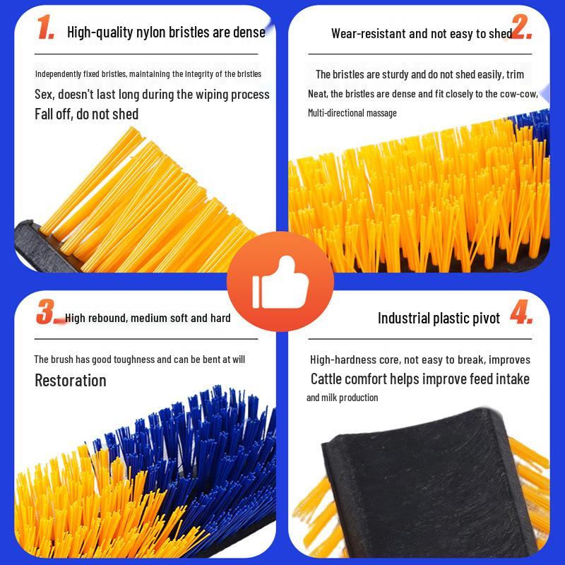 Dual-Sided Livestock Body Brush for Cattle and Horses - Hard Bristle for Scratching and Massaging