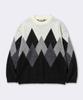 POLYGRAM Hairy Oversized Argyle Round Knit - Black