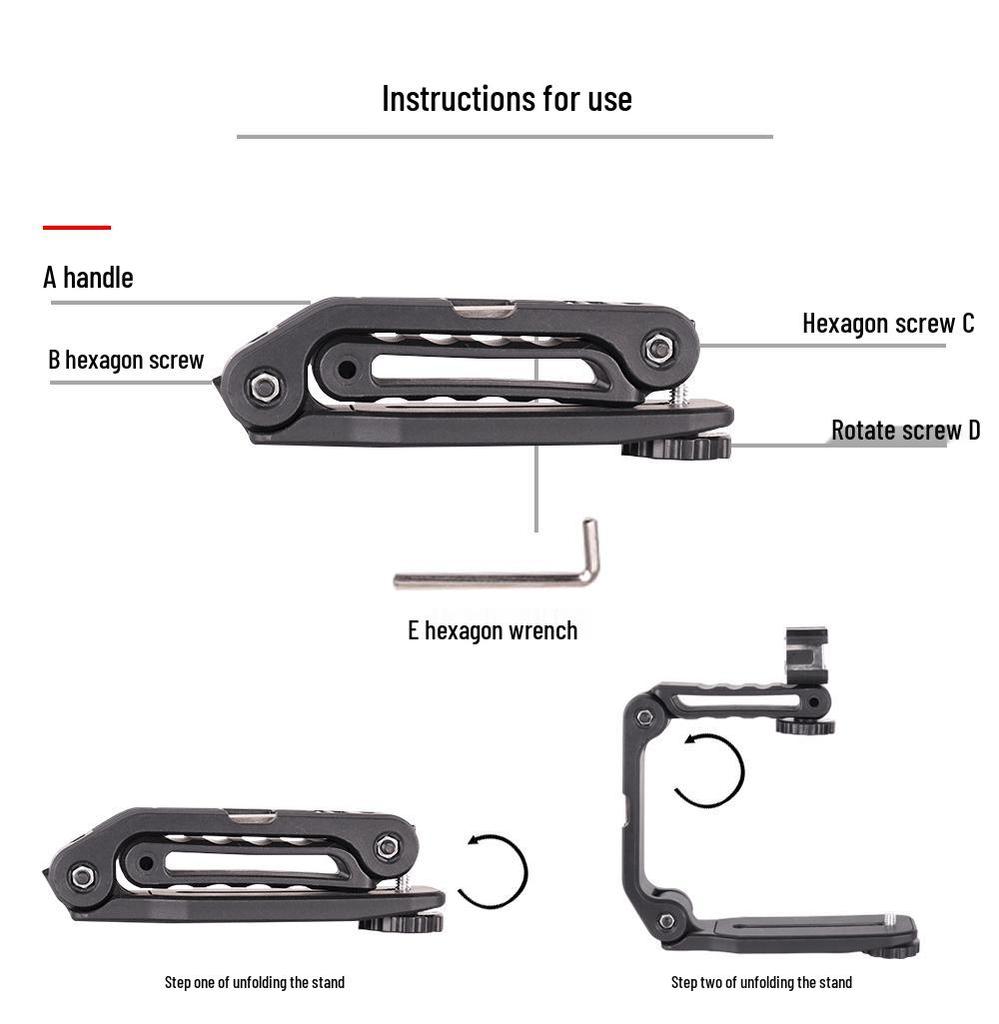 Portable U-Shaped Handheld Stabilizer with Flash Mount for SLR Cameras and Mobile Phones