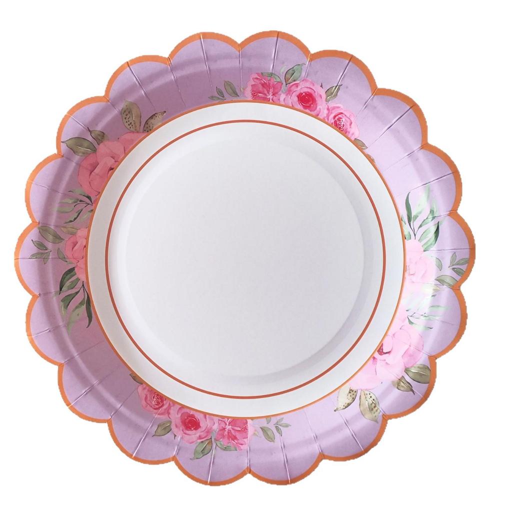 Tea Party Disposable Paper Plates, Napkins & Cups Set for Birthdays & Desserts