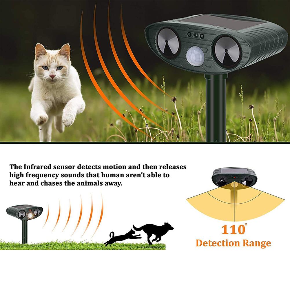 Ultrasonic Cat Dog Repellant Outdoor Solar Power Rechargeable Garden Repellers Cat Deterants Waterproof Animal Deterrents