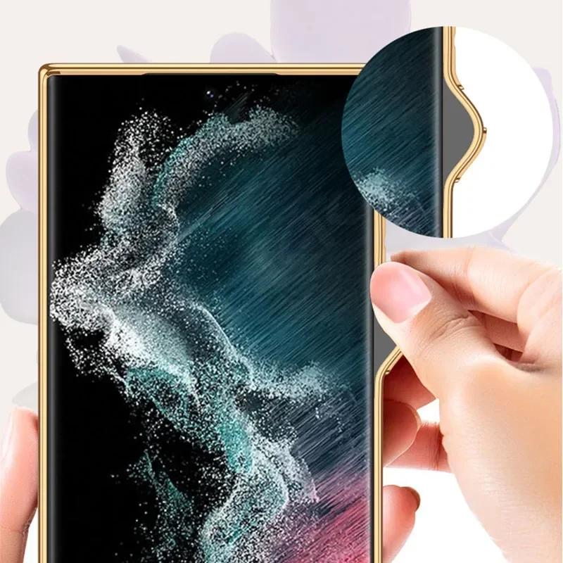 Pouzdro z malovaného tvrzeného skla pro Samsung Galaxy S24 S23 Ultra Luxusní pokovení Měkký okraj Ochranný kryt pro pouzdro Galaxy S24 Ultra