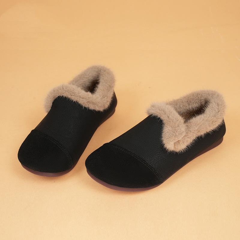 

Женские зимние ботинки, тапочки, подкладка из искусственного меха, домашние тапочки для улицы и дома, женская обувь из искусственной замши, прогулочная обувь, мохнатые круглые носки, рабочие мокасины на плоской подошве 39 чёрный
