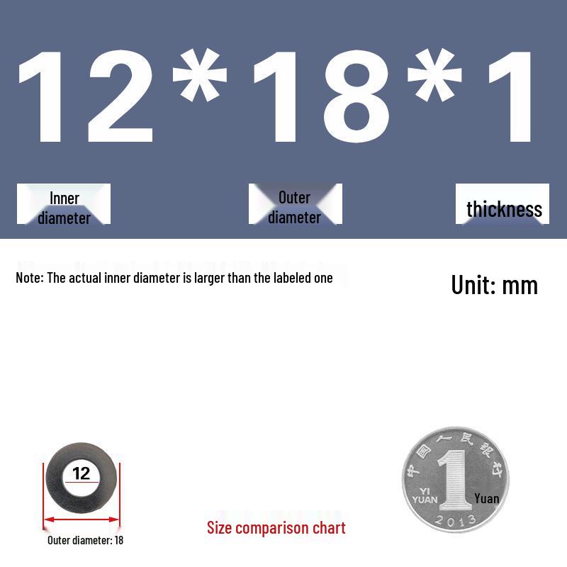 Galvanized Metal Flat Washer - Thin, Thickened, Enlarged Edge, Round, Sizes M3 to M10