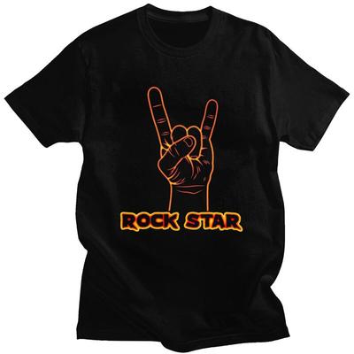 Custom Punk Gesture Rock Star T Shirts Men Pure Cotton Tees Heavy Metal Music Tshirt Tshirt Clothing