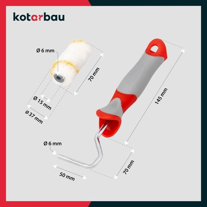 Lot de 10 rouleaux de peinture avec manche en caoutchouc - Pour travaux de peinture et de rénovation - 70 mm - KOTARBAU®