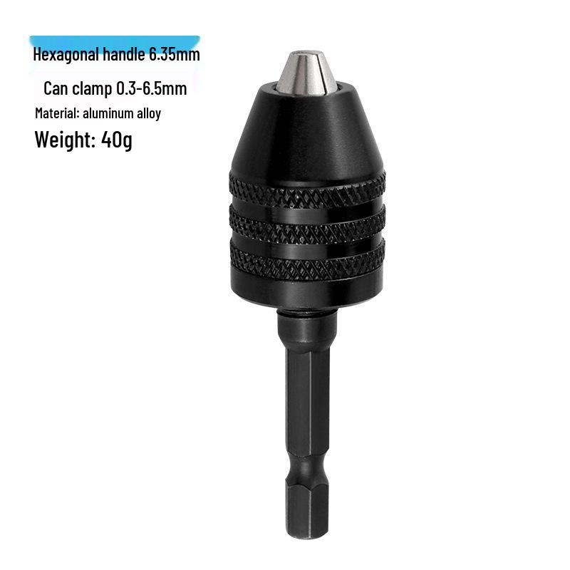 Grinder Accessories Set: 0.3-6.5mm Three-Jaw Chuck with Hex Shank Push-Type Collet