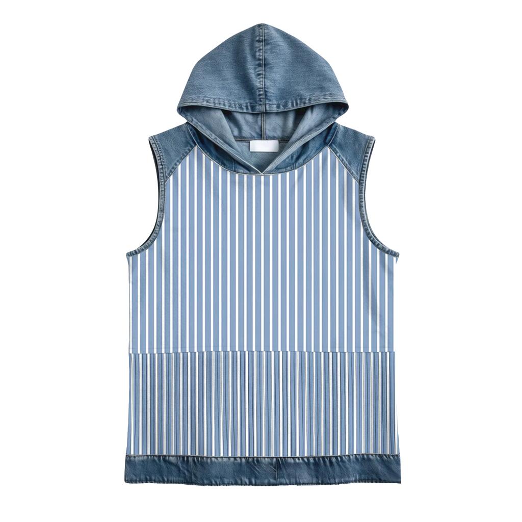 Damen Kapuzenweste Freizeit Ärmellos Patchwork-Design Leicht Bequeme Passform Weicher Stoff Stilvolles Print-Detail Sommerkleidung