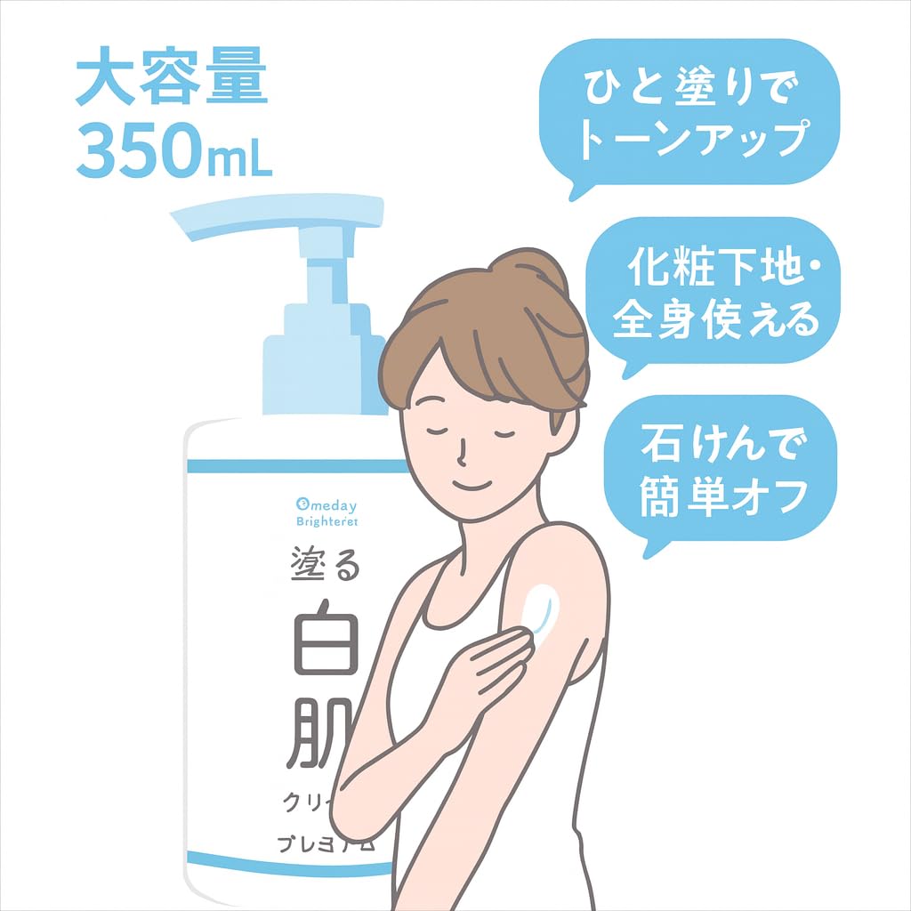 Applyable Skin Brightening Large Capacity 350mL x 2 Makeup Body Skincare for and Neck Sticker 1-Day Brightener, Cream, Base, Tone-Up, Face, Arms,