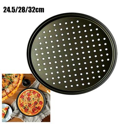Acero al carbono perforado Pan los 24,5cm/28cm/32cm del tamaño de la cacerola de la pizza