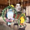 Bird On Wreath Figurine Resin Bird Hanging Decoration Garden Tree Hanging Bird Statue for Patio Porch Terrace Windows