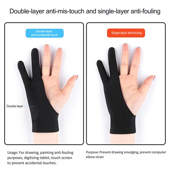 1Pc Artist Graphic Drawing Tablet Glove Double Layers Two Finger