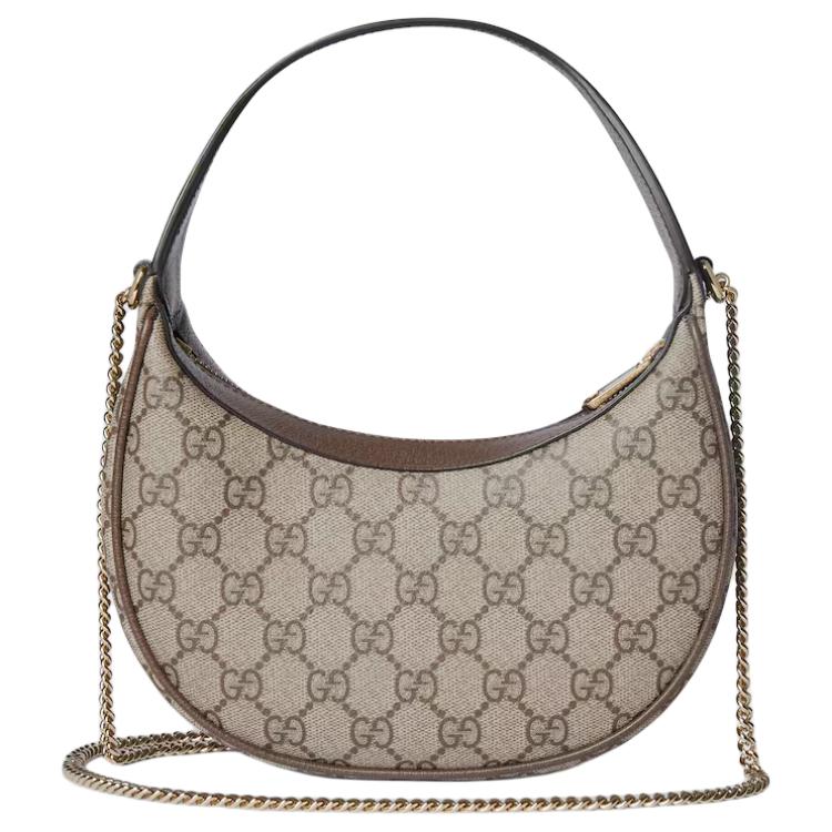 Gucci Ophidia Classic Double G Print Leather Trim Shoulder Tote Bag Small Women Handbags Beige Brown 838463-FAE0P-9746
