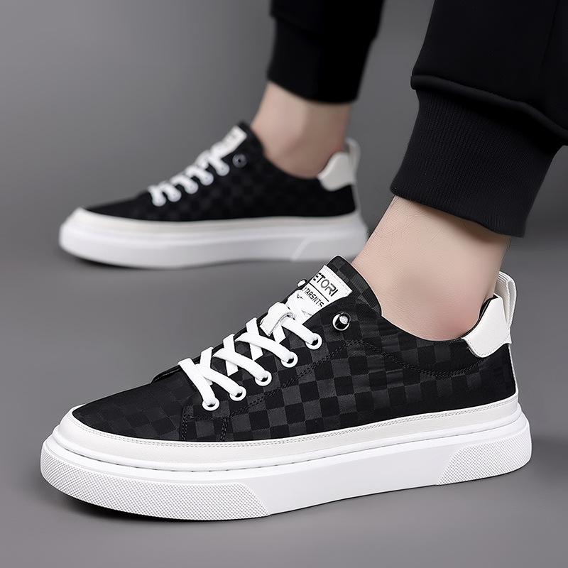 Men's Shoes Ice Silk Cloth Shoes 2025 New Summer Low-top Casual Shoes Breathable Men's Plaid Board Shoes Tide 2025