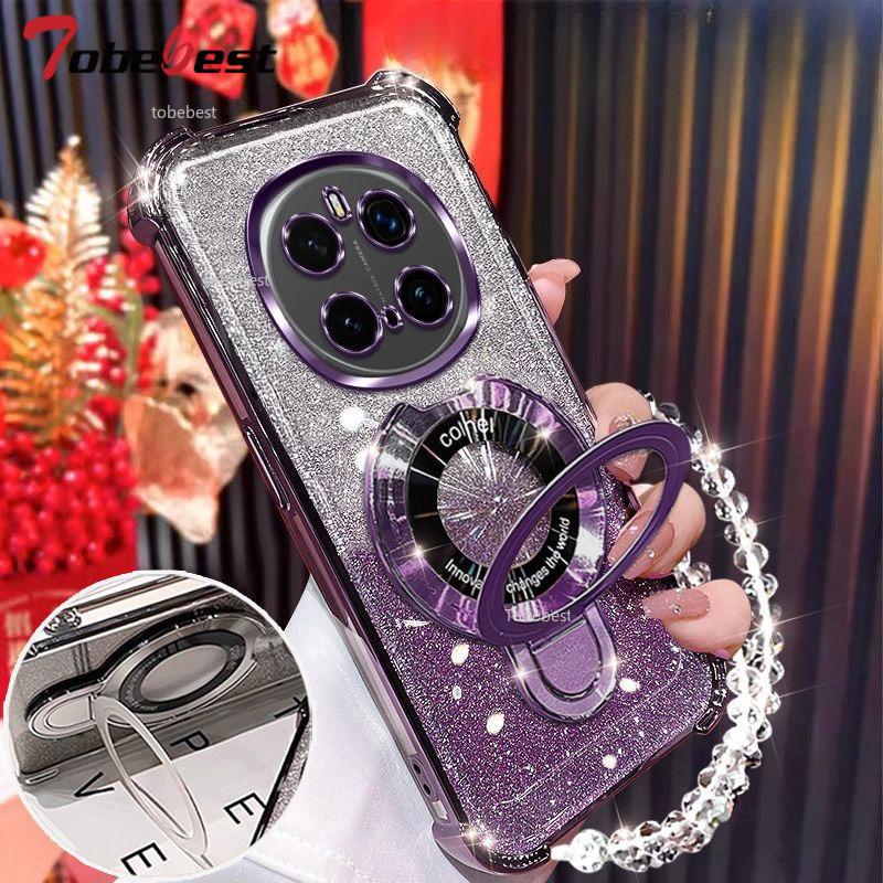 Glitter Plating Shockproof Case For Huawei Honor Magic 7 Lite 6 5 4 3 Pro Fundas Magnetic Holder Bracelet Cover