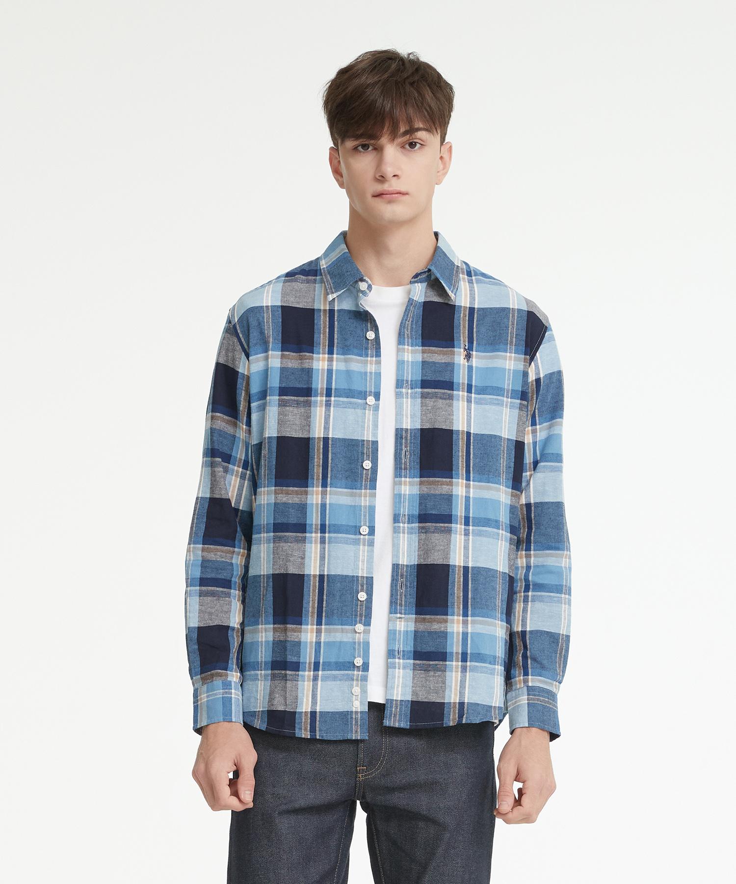 Us Polo Assn Cotton Classic Shirt_Navy Check Navy Check/100