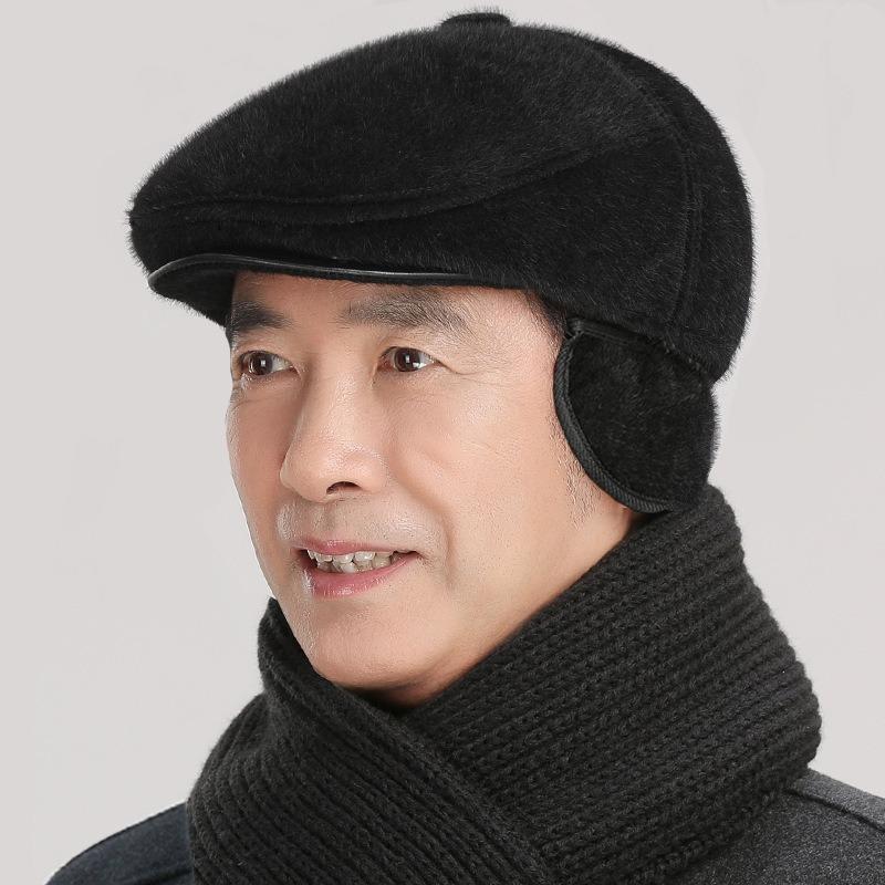 Hat Men's Winter Man Warm Ear Protector Thickened Forward Hat Grandpa Windproof Cap