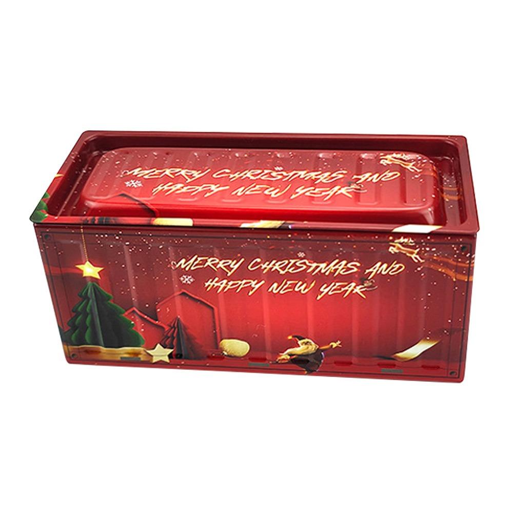 Ornament Durable Tin Christmas Box Vintage Style Rust Proof Tin Container Mini Size Simulation Design Iron Box Christmas