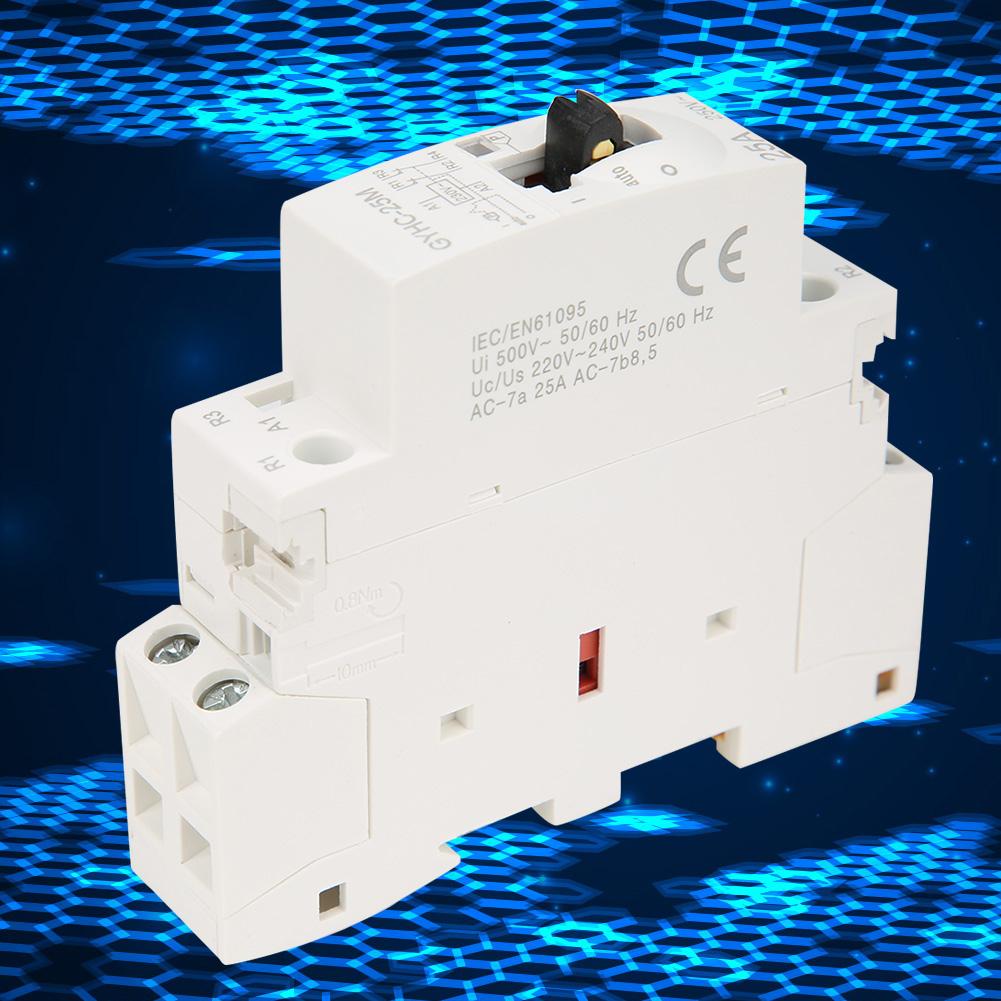 Contactor AC Casnic 2P 25A 220V 50Hz Montare pe Șină DIN cu Comutator de Control Manual