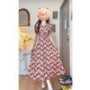 2026 Plus Size French V-neck High-waisted Print Dress - Elegant Slimming Summer Style for Women