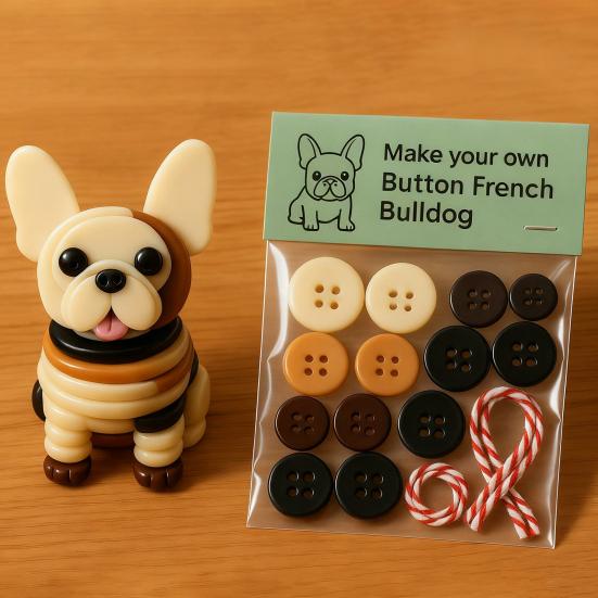 Bulldog Ornament Set French Style Button Puppy Hanging Pendant Home Party Christmas Holiday Decoration