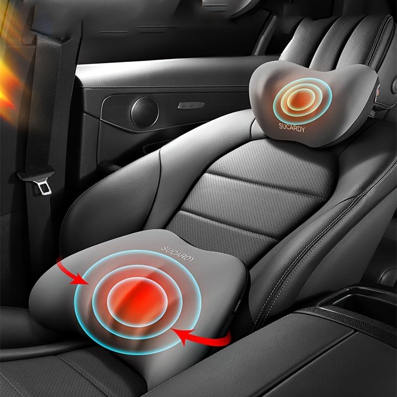 2pcs/set Car Lumbar Pillow Memory Foam Backrest Lumbar Support Cushion Car Seat Headrest Lumbar Support for Driving