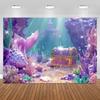 Mermaid Under The Sea Birthday Backdrop Underwater World Castle Theme Photography Background Kids Party Baby Shower Decor Banner4