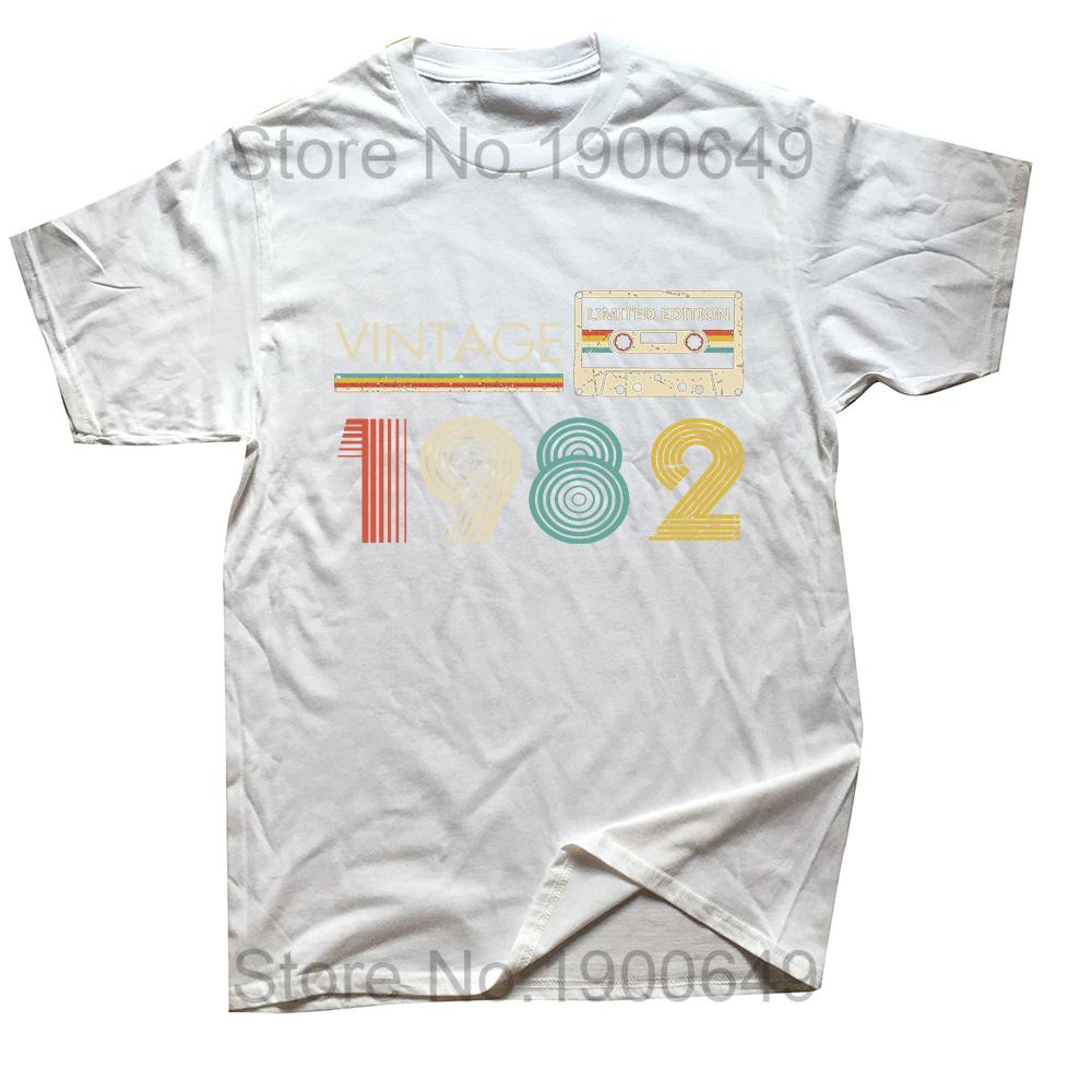 

Cassette Vintage 1982 42th 42 Years Old Birthday Party Men T Shirts Limited Edition Retro Graphic Tee Cotton Classic Tshirts S