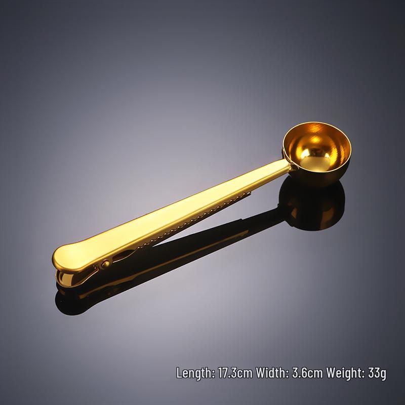 304 Stainless Steel Dual-Function Measuring Spoon and Food Sealing Clip for Coffee and Milk Powder