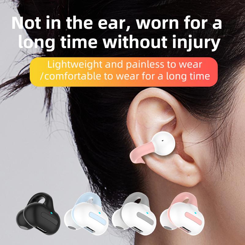 Ear Clip Wireless Earphone IPX5 Waterproof Sport Earphone Single Earbud Air Conduction Headphone HiFi Bass Painless Wear