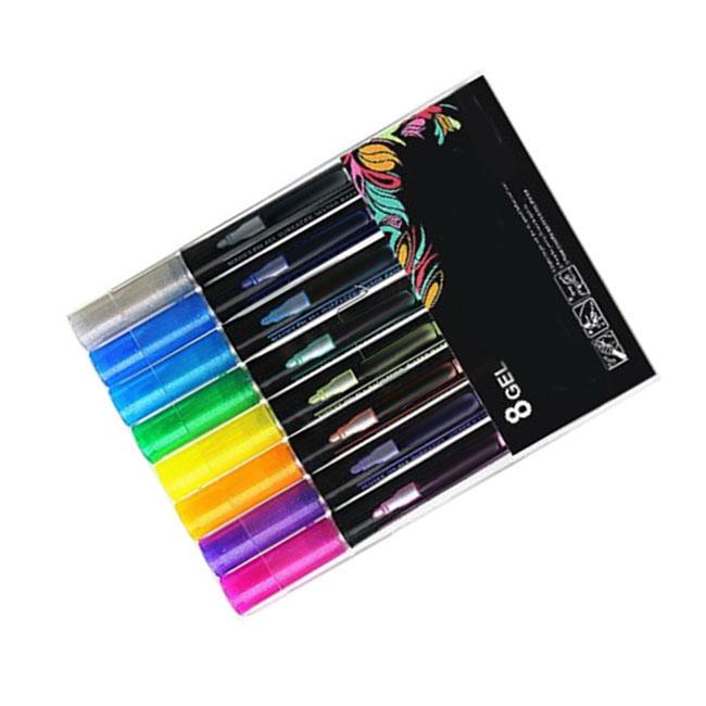 

8 Colors Double Line Outline Markers Pen Water Based Ink 3mm Medium Tip Draw Smoothly Metallic Paint Pens